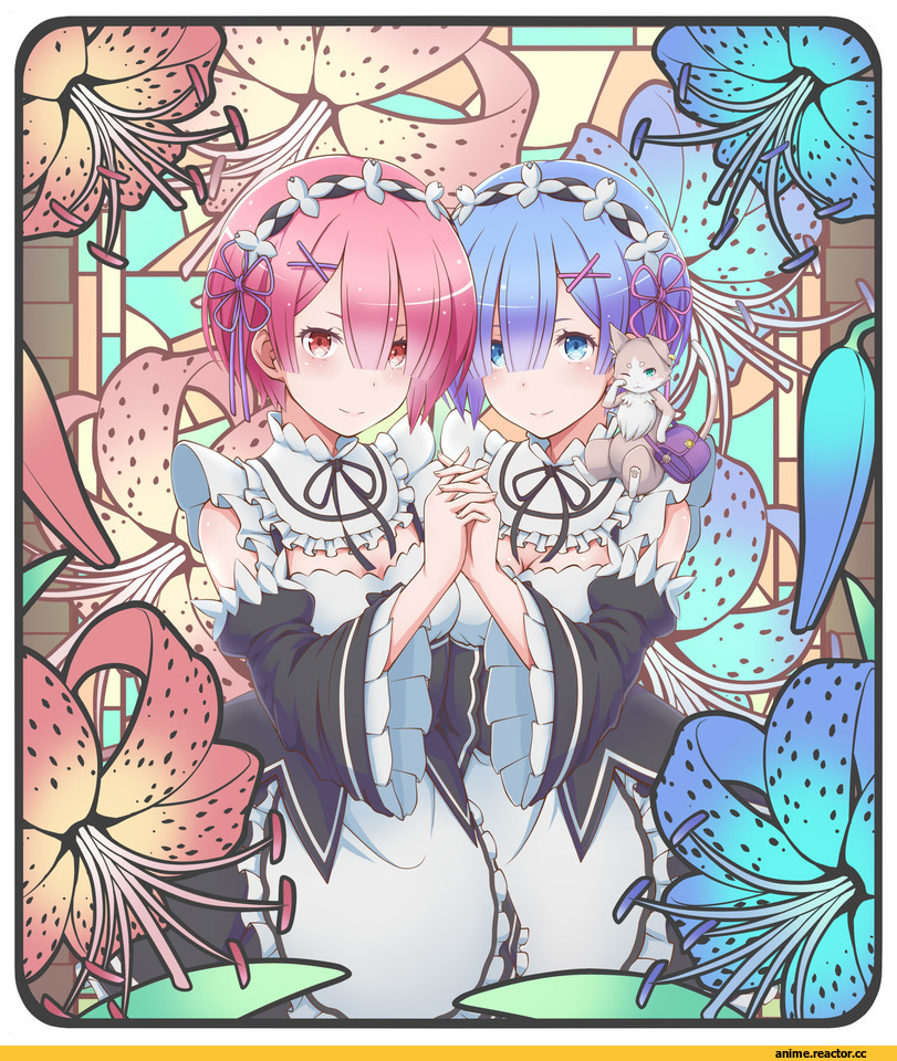 Re Zero Kara Hajimeru Isekai Seikatsu, Rem (re zero), Ram (Re Zero), yoruusagi, Pack (re zero), Anime