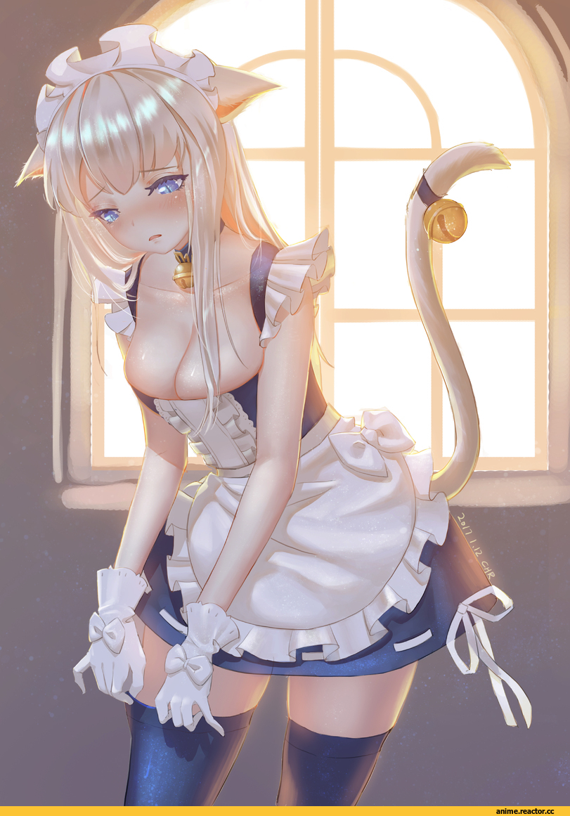 xiaoman tu, neko, Animal Ears, Maid, AO, Anime Art, Anime