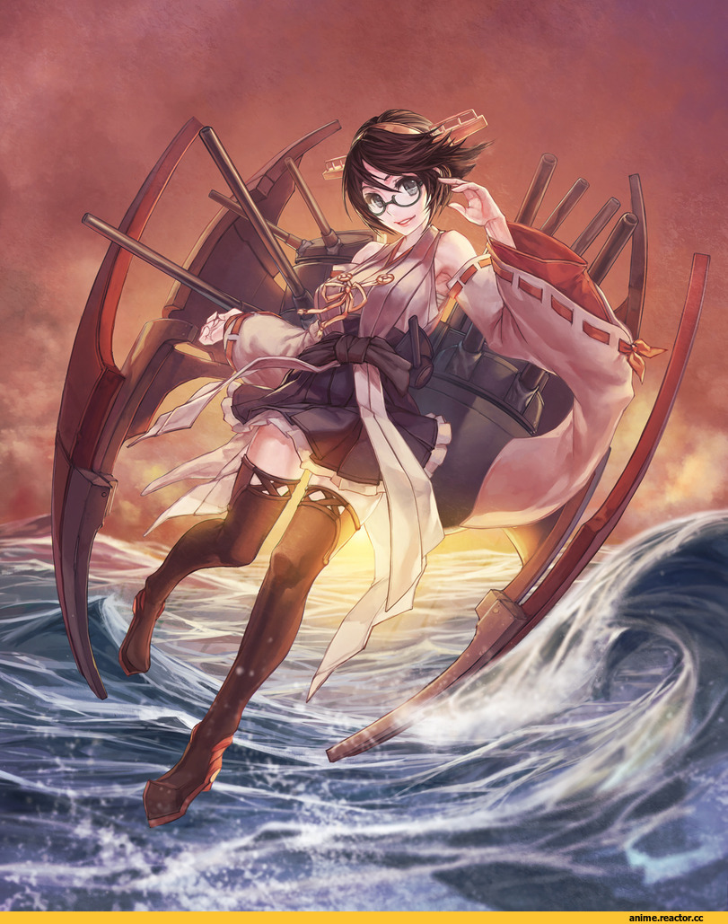 Kirishima (Kantai Collection), Kantai Collection, Anime Art, Megane, rotix, Anime