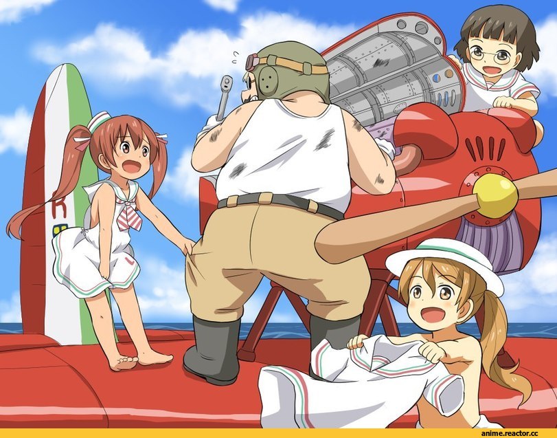 Porco rosso, Миядзаки, Kantai Collection, crossover, Libeccio (Kantai Collection), Roma (Kantai Collection), Littorio (Kantai Collection), Anime