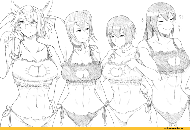 wangphing, Kaga (Kantai Collection), Kantai Collection, Musashi (Kantai Collection), Hyuuga (Kantai Collection), Nagato (Kantai Collection), Monochrome (Anime), Anime Art, Cat Keyhole Bra, Anime Ero, Anime