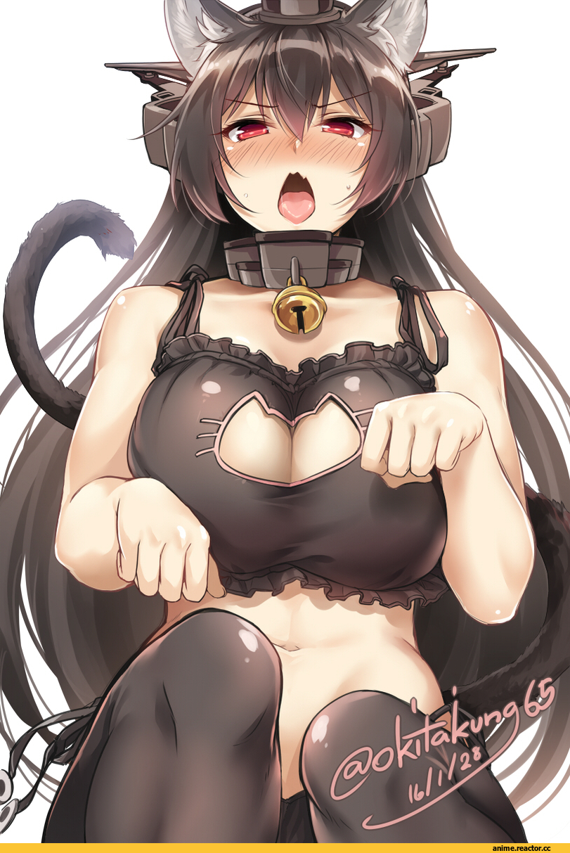 Nagato (Kantai Collection), Kantai Collection, Anime Ero, Cat Keyhole Bra, Okitakung, Anime Art, nekomimi, Animal Ears, Anime
