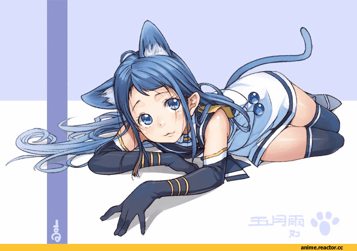 Samidare, Kantai Collection, anime gif, takada kazuhiro, nekomimi, Animal Ears, Anime