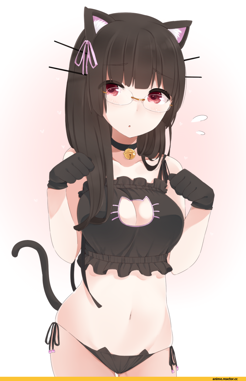 Anime Ero, yukichi (sukiyaki39), Choukai (Kantai Collection), Kantai Collection, Anime Ero Megane, Cat Keyhole Bra, nekomimi, Animal Ears, Anime