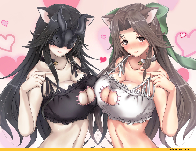 Jintsuu (Kantai Collection), Kantai Collection, Light Cruiser Hime, Anime Ero, Untsue, Cat Keyhole Bra, nekomimi, Animal Ears, Anime