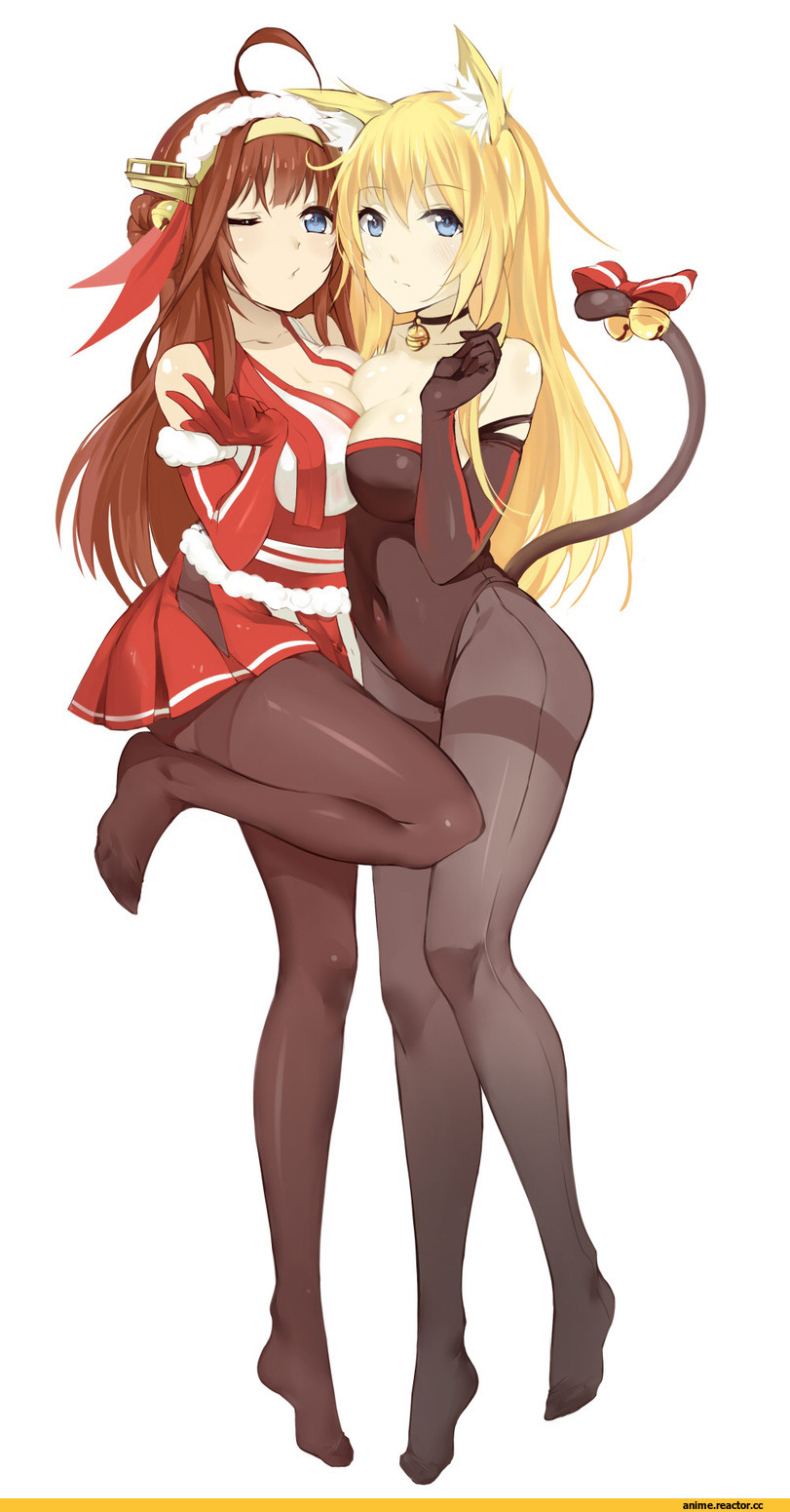 b3b, Kongou (Kantai Collection), Kantai Collection, Bismarck (Kantai Collection), nekomimi, Animal Ears, Anime