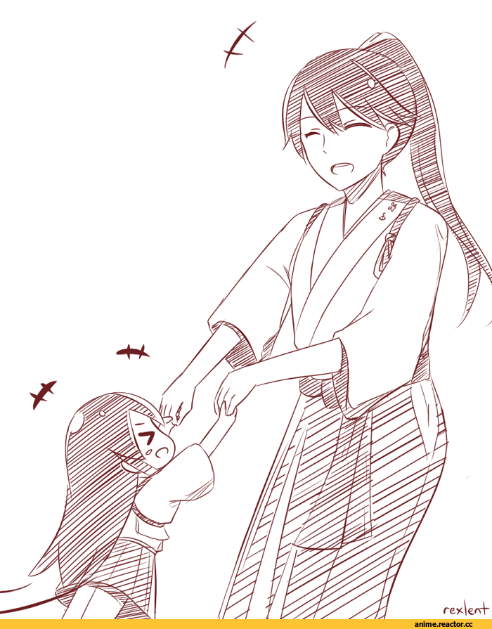 rexlent, Houshou (Kantai Collection), Kantai Collection, Akagi (Kantai Collection), Monochrome (Anime), Anime Art, Anime