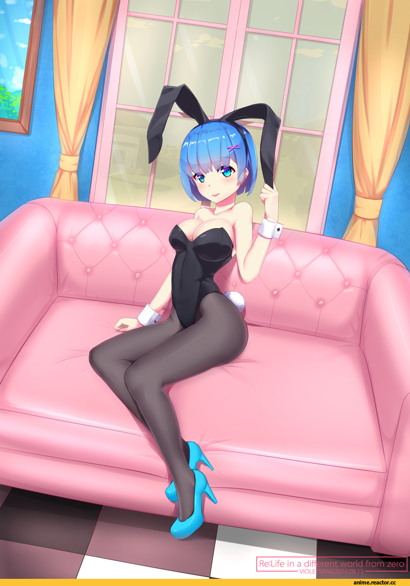 Usagimimi, Animal Ears, Rem (re zero), Re Zero Kara Hajimeru Isekai Seikatsu, violet (eightonemini), Anime