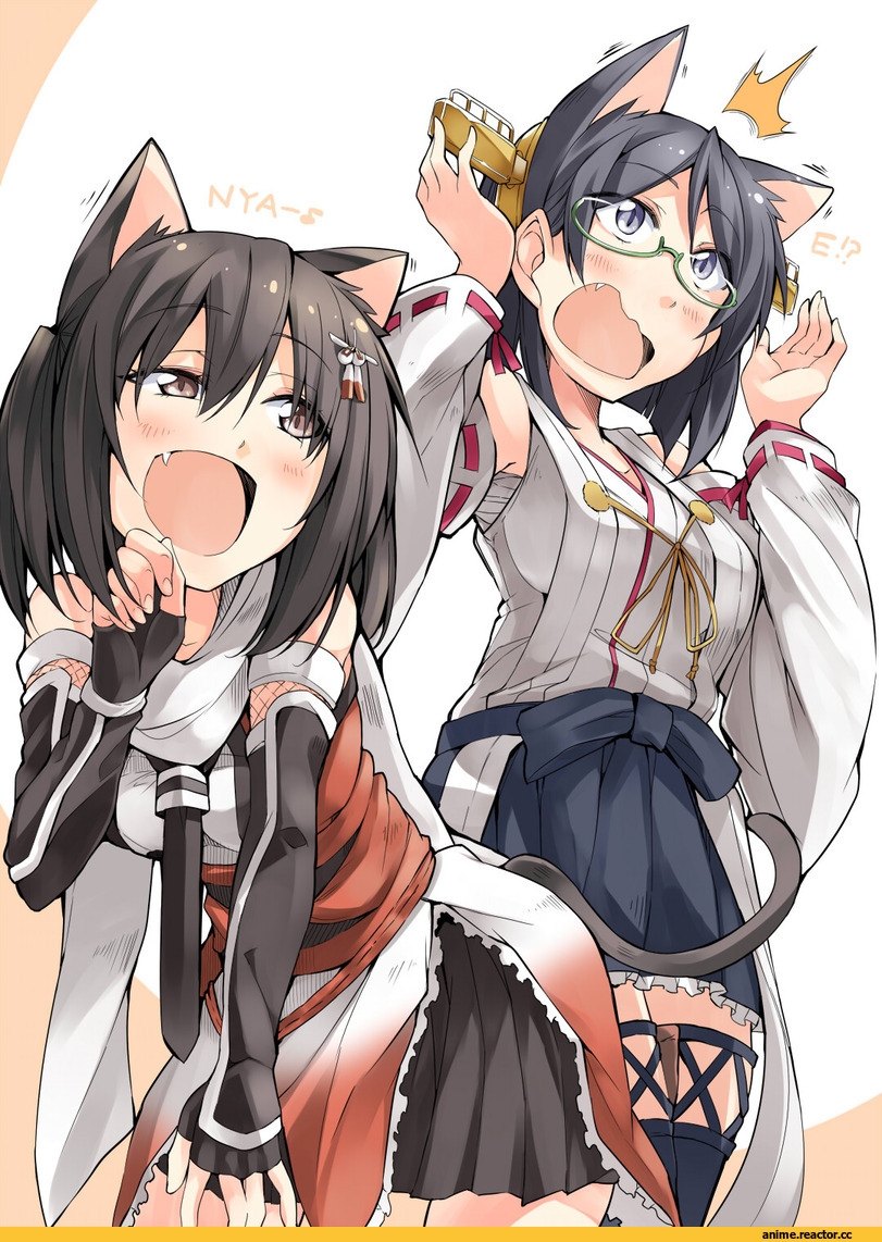 bibi, Kirishima (Kantai Collection), Kantai Collection, Sendai (Kantai Collection), nekomimi, Animal Ears, Anime
