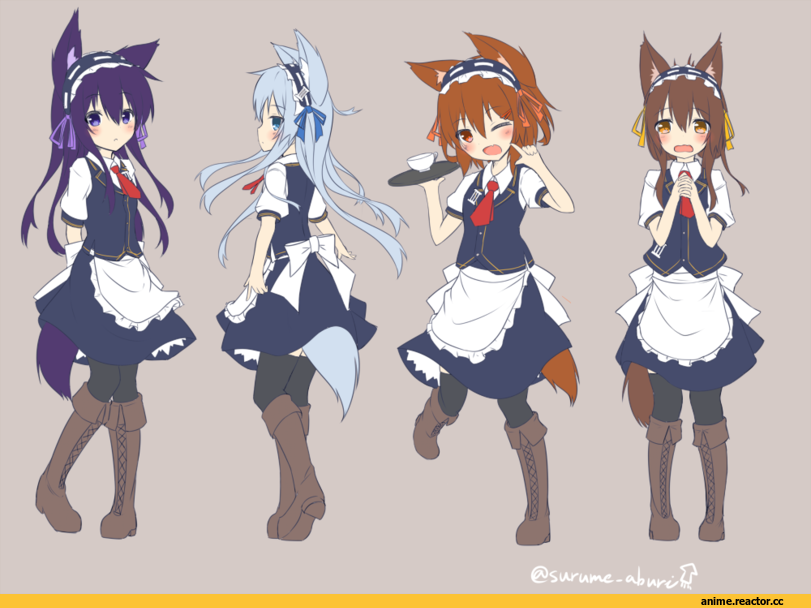 Animal Ears, Akatsuki, Kantai Collection, Hibiki (Kantai Collection), Inazuma (Kantai Collection), Ikazuchi, surume aburi, Anime