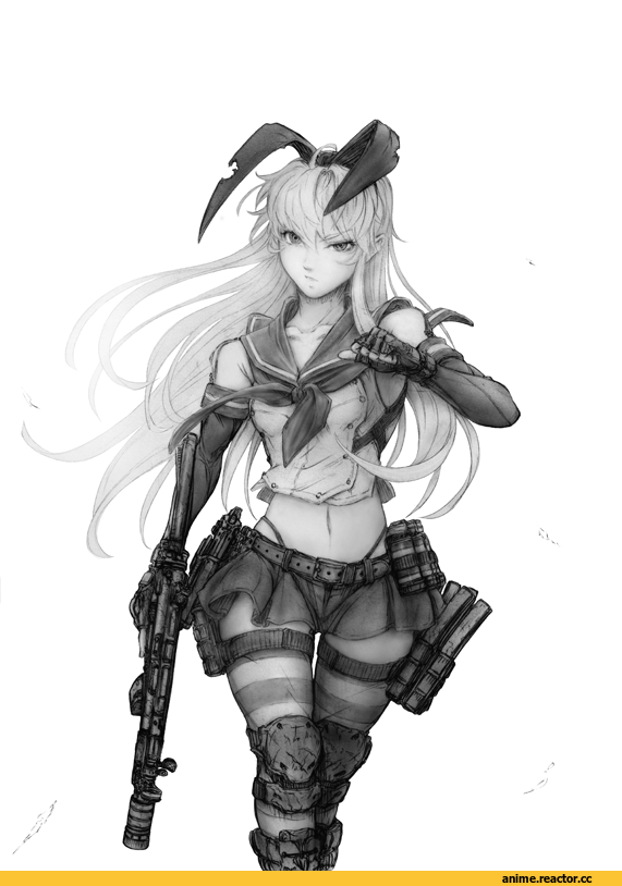 Kantai Collection, Shimakaze, Anime Art, Imizu (nitro unknown), artist, Monochrome (Anime), Anime