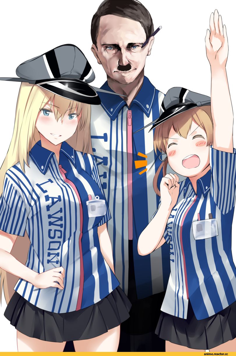 Kantai Collection, адольф гитлер, Bismarck (Kantai Collection), Prinz Eugen, hews hack, Кавайный фашизм, удалённое, Anime