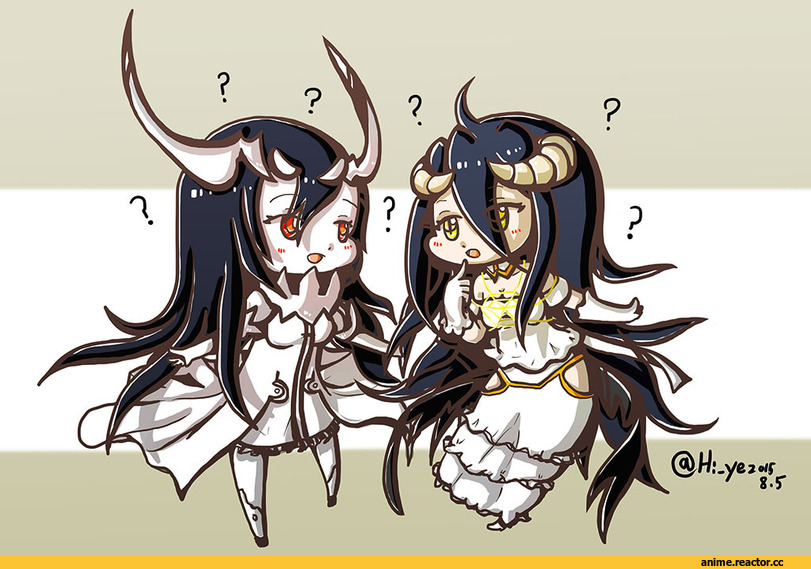 Albedo, Overlord (Anime), Anchorage Water Oni, Kantai Collection, Shinkaisei-kan, Anime Art, hi ye, chibi, Anime