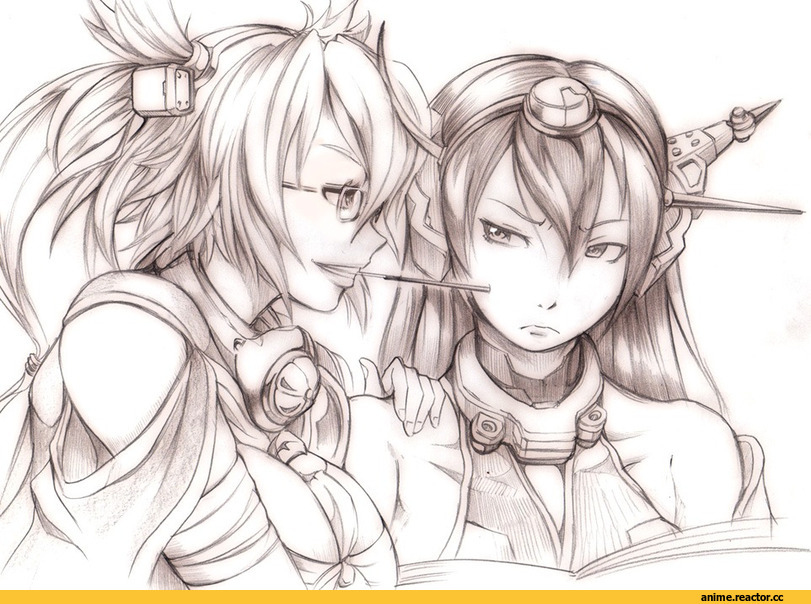 Nagato (Kantai Collection), Kantai Collection, Musashi (Kantai Collection), Monochrome (Anime), Anime Art, Anime
