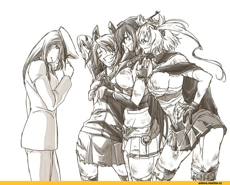 Female Admiral (Kantai Collection), Kantai Collection, Nagato (Kantai Collection), Musashi (Kantai Collection), tenryuu (kantai collection), tsuzuki masumi, Monochrome (Anime), Anime Art, Anime