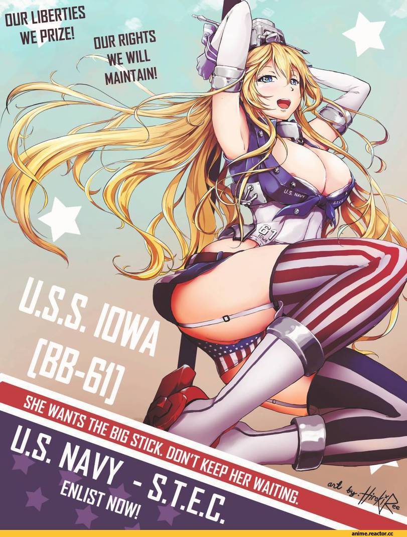 Kantai Collection, Iowa (Kantai Collection), Anime Ero Oppai, Anime Ero, hiroki ree, Anime