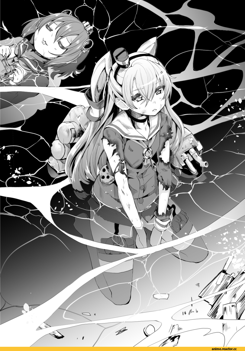 Amatsukaze (Kantai Collection), Kantai Collection, Yukikaze (Kantai Collection), Monochrome (Anime), Anime Art, tamon ketsuyuki, Anime