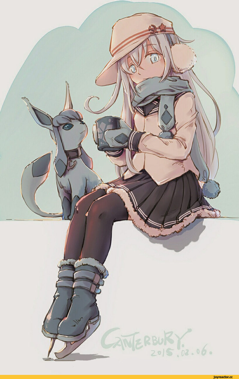 verniy (kantai collection), Kantai Collection, Anime Art, crossover, Pokémon, фэндомы, Glaceon, Anime