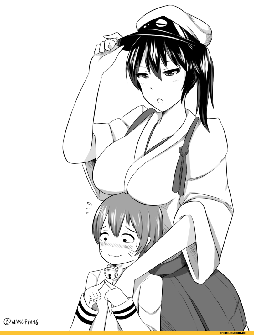 Kantai Collection, Kaga (Kantai Collection), Shota Admiral (Kantai Collection), wangphing, Monochrome (Anime), Anime Art, Anime
