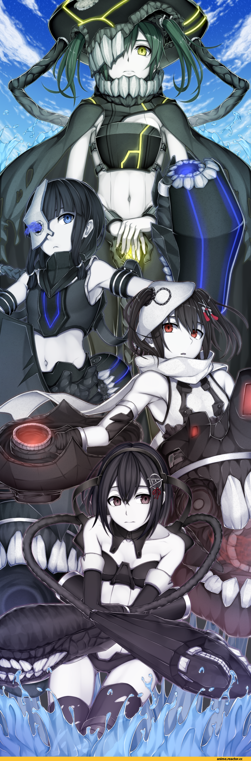 Zuikaku, Sendai (Kantai Collection), Kitakami (Kantai Collection), Haguro, Abyssal Kanmusu, Chi-Class Torpedo Cruiser, Ri-Class Heavy Cruiser, Wo-Class Aircraft Carrier , he-class light cruiser, Anime Art, Anime, Kantai Collection, Heisei Yutorin