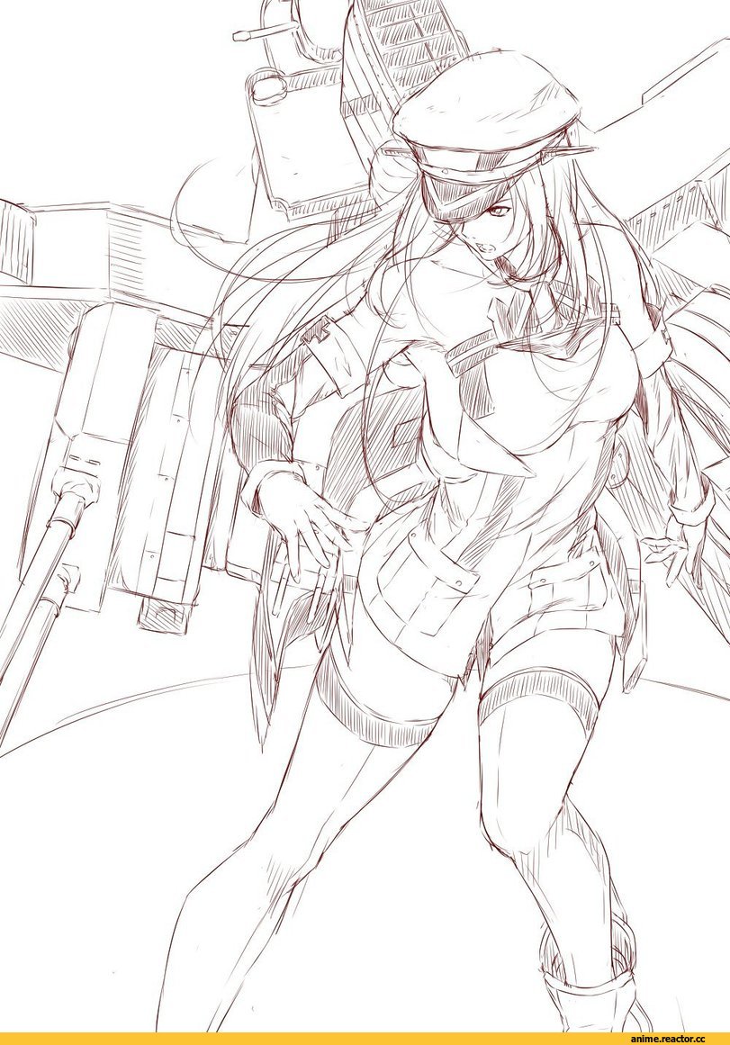 Niwatazumi, Anime Art, Bismarck (Kantai Collection), Kantai Collection, Monochrome (Anime), Anime