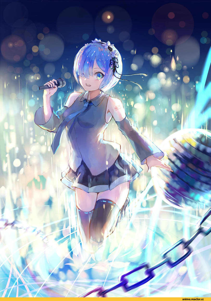 Rem (re zero), Re Zero Kara Hajimeru Isekai Seikatsu, Anime Art, Sishenfan, Hatsune Miku, Vocaloid, crossover, Anime