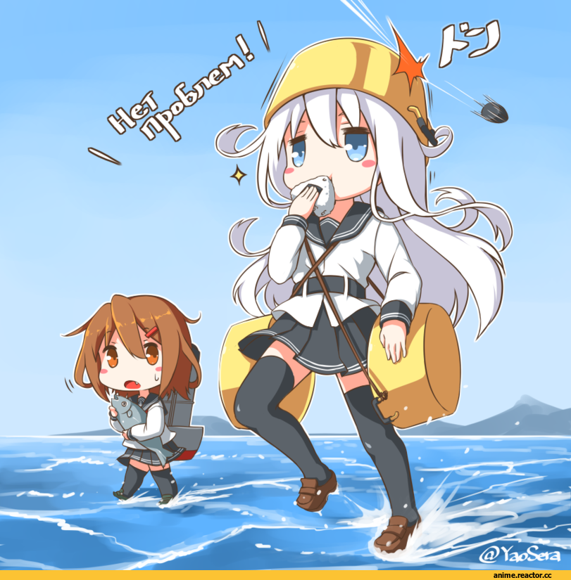 yaosera, Ikazuchi, Kantai Collection, Verniy, chibi, Anime