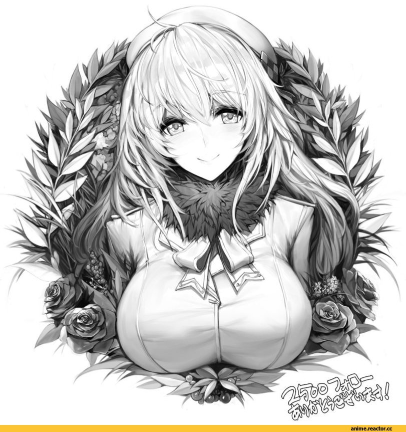Atago (Kantai Collection), Kantai Collection, nyunyuland (newtype), Monochrome (Anime), Anime Art, Anime