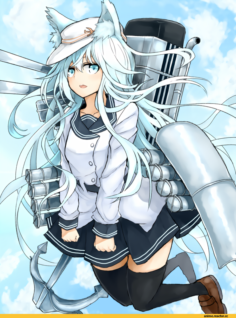 azure luna, Kantai Collection, verniy (kantai collection), Animal Ears, serafuku, U-511 (Kantai Collection), Anime