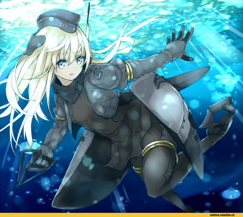 azure luna, Kantai Collection, verniy (kantai collection), Animal Ears, serafuku, U-511 (Kantai Collection), Anime