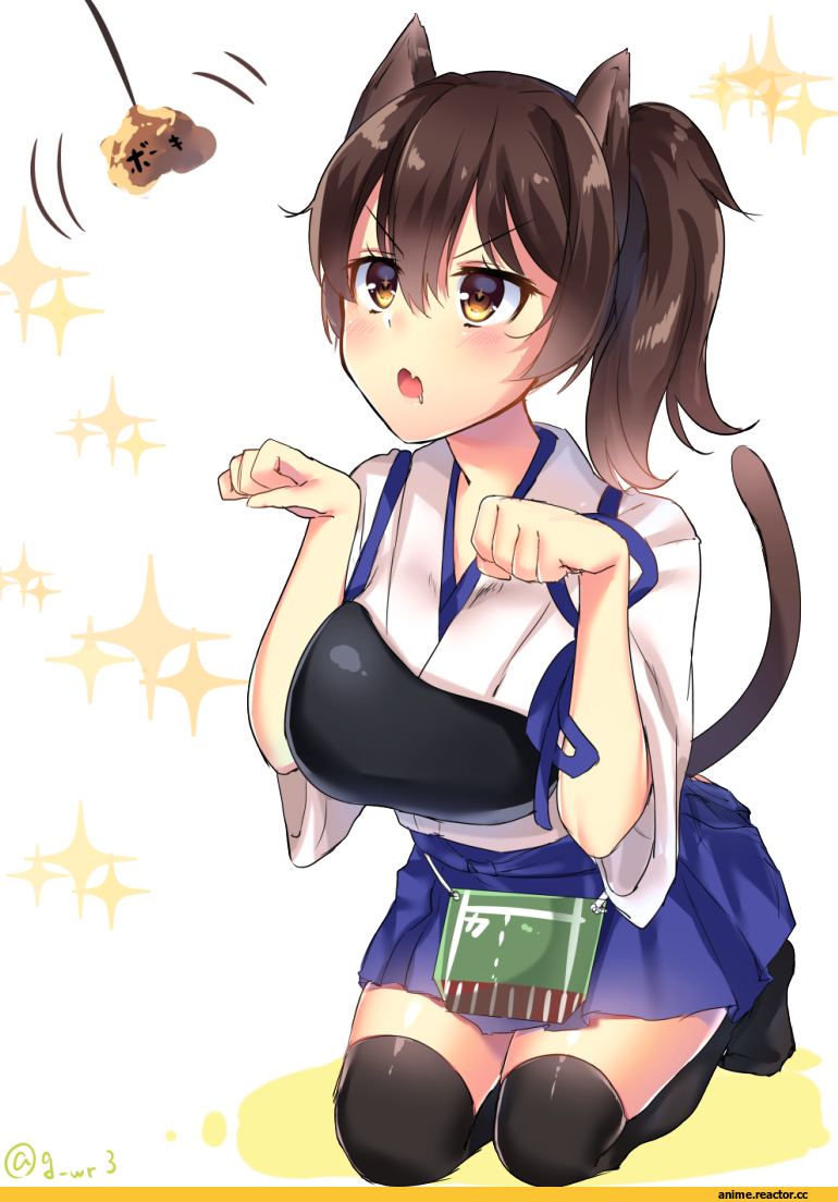 Kantai Collection, Kaga (Kantai Collection), jiiwara, neko, Animal Ears, Anime