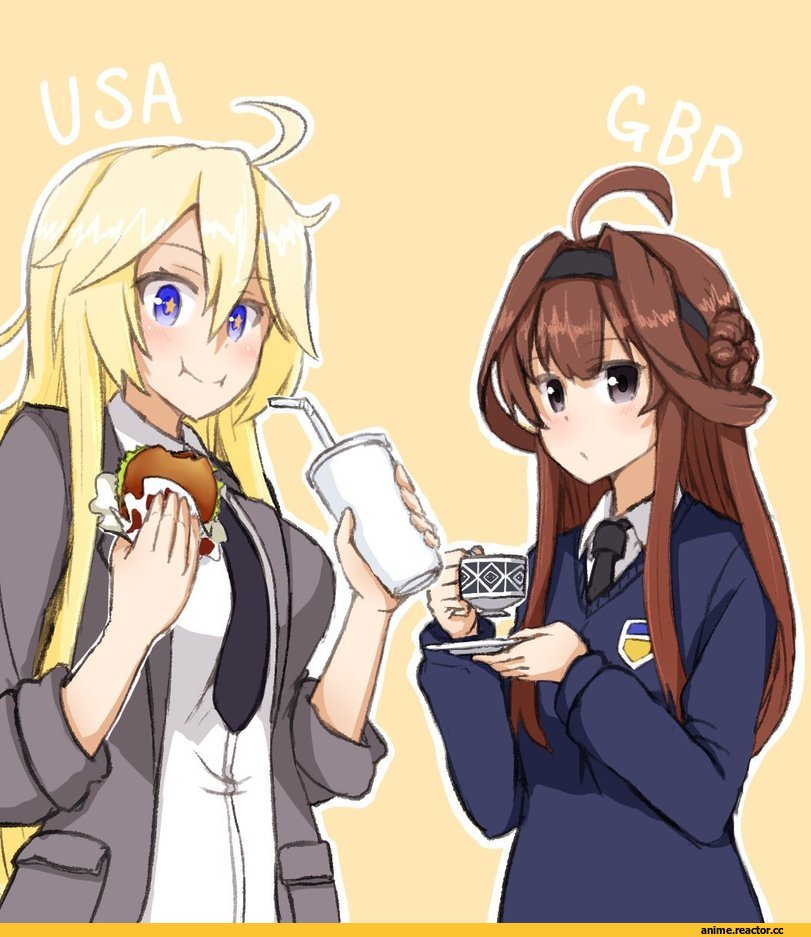 Kantai Collection, Iowa (Kantai Collection), Kongou (Kantai Collection), Darjeeling, Girls und Panzer, kay (girls und panzer), crossover, atsushi (aaa-bbb), Anime