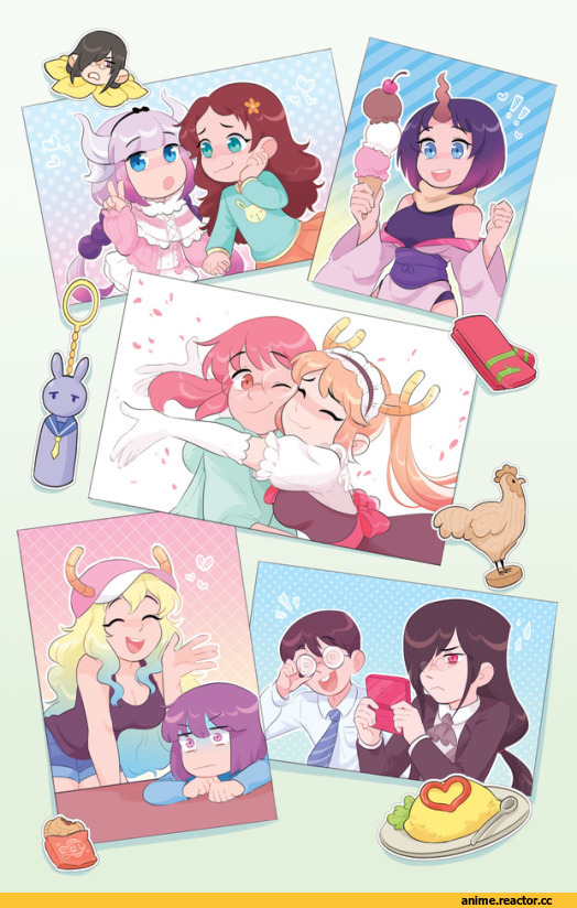 Tooru (MaiDragon), Kobayashi (MaiDragon), Kanna Kamui, Dragon Girl (Anime), Monster Girl (Anime), Maid, Fafnir (MaiDragon), Elma (MaiDragon), Quetzalcoatl (MaiDragon), Saikawa Riko, Anime, Kobayashi-san Chi no Maid Dragon