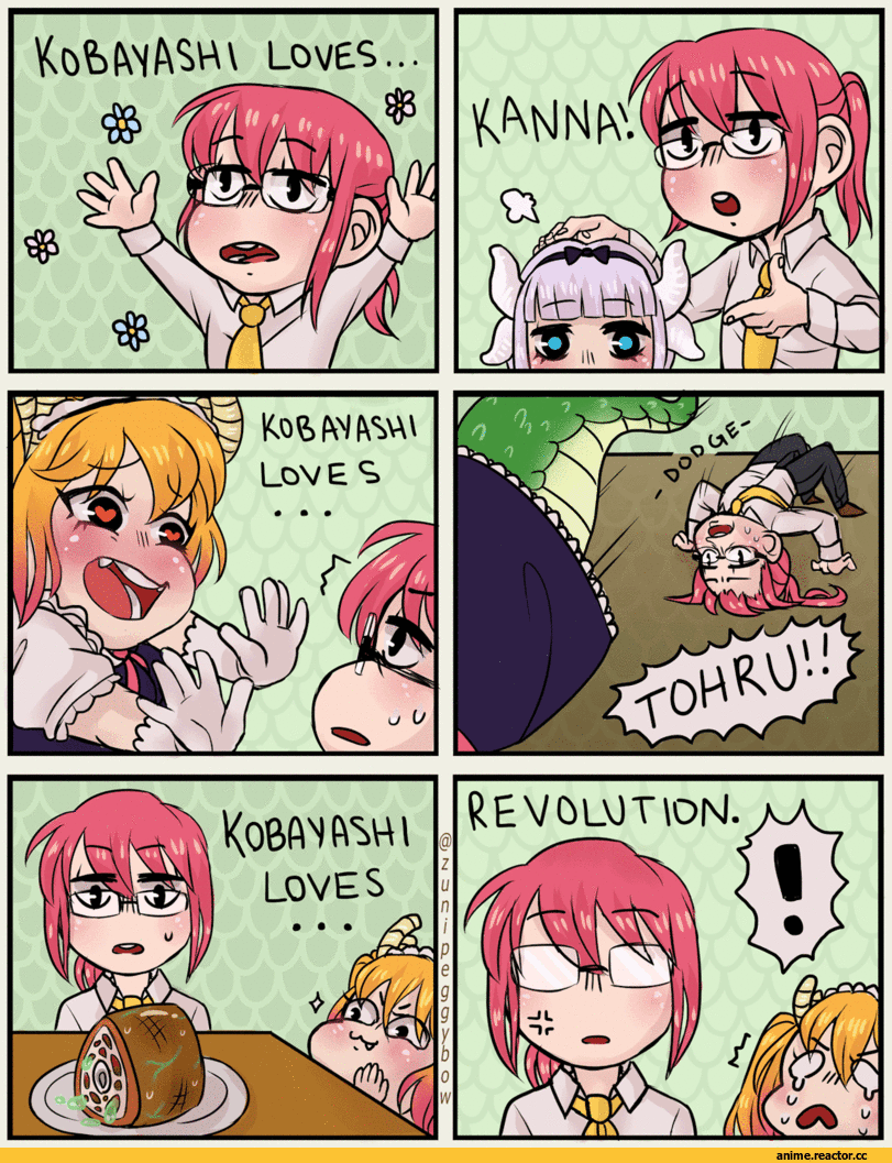 anime gifs, Maid, Dragon Girl (Anime), Monster Girl (Anime), Kanna Kamui, Kobayashi-san Chi no Maid Dragon, Kobayashi (MaiDragon), Tooru (MaiDragon), Anime