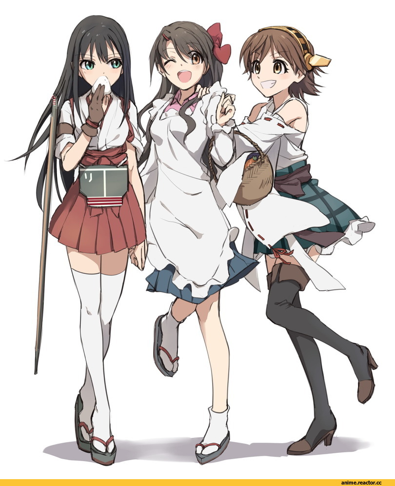 Akagi (Kantai Collection), Kantai Collection, hiei (kantai collection), Honda Mio, Idolmaster, Mamiya (kantai collection), Shibuya Rin, Shimamura Uzuki, kisetsu, crossover, Anime