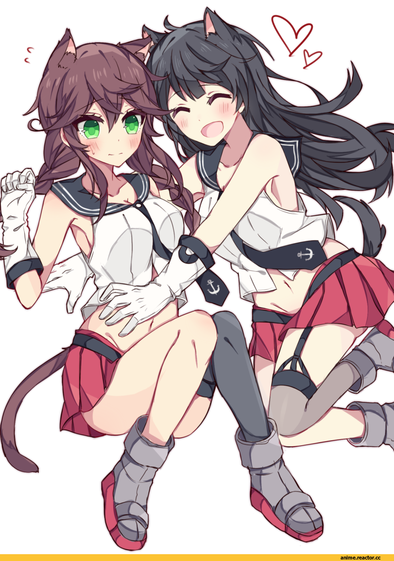 Agano, Kantai Collection, Noshiro, kvlen, neko, Animal Ears, Inumimi, Anime