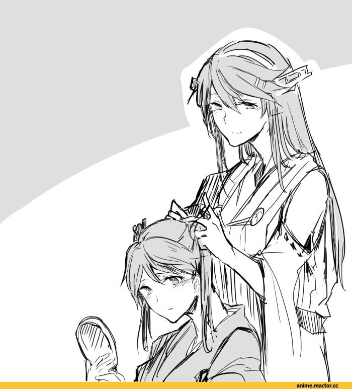 Haruna (Kantai Collection), Kantai Collection, Houshou (Kantai Collection), Monochrome (Anime), asakawa (outeq), Anime