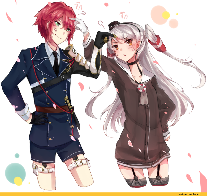 Amatsukaze (Kantai Collection), Kantai Collection, crossover, Shinano Toushirou, flora blossom, Touken Ranbu, Shiranui (Kantai Collection), yagen toushirou, Anime