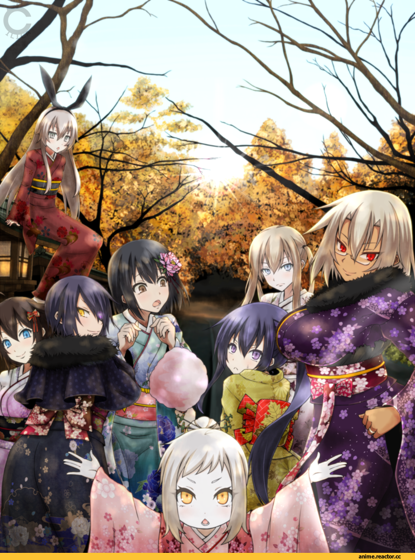 akebono (kantai collection), graf zeppelin (kantai collection), Musashi (Kantai Collection), Northern Ocean Hime, Shigure (Kantai Collection), Shimakaze, tenryuu (kantai collection), Yamashiro, Yukata, cilica, Anime, Kantai Collection