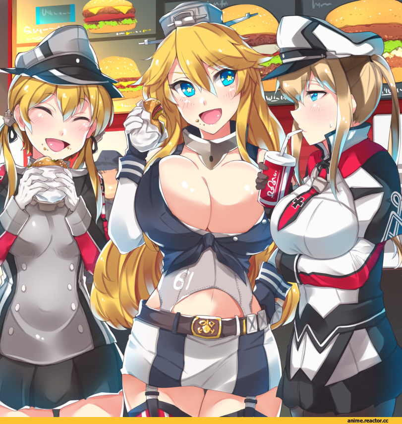 Anime Art, mizukami ryouma, Kantai Collection, Prinz Eugen, Iowa (Kantai Collection), Graf Zeppelin, Anime