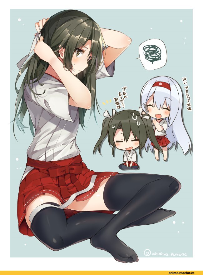 Mishima Kurone, Anime Art, Zuikaku, Kantai Collection, Shoukaku, chibi, Anime