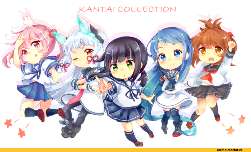 Fubuki (Kantai Collection), Kantai Collection, Inazuma (Kantai Collection), Murakumo (Kantai Collection), Samidare, Sazanami (Kantai Collection), chibi, Anime