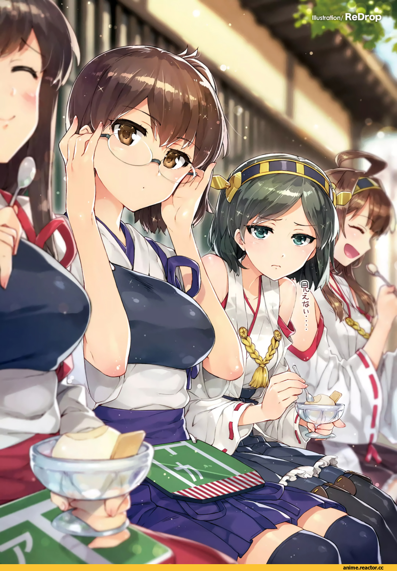 Akagi (Kantai Collection), Kantai Collection, Kaga (Kantai Collection), Kirishima (Kantai Collection), Kongou (Kantai Collection), Redrop, Anime Art, Anime