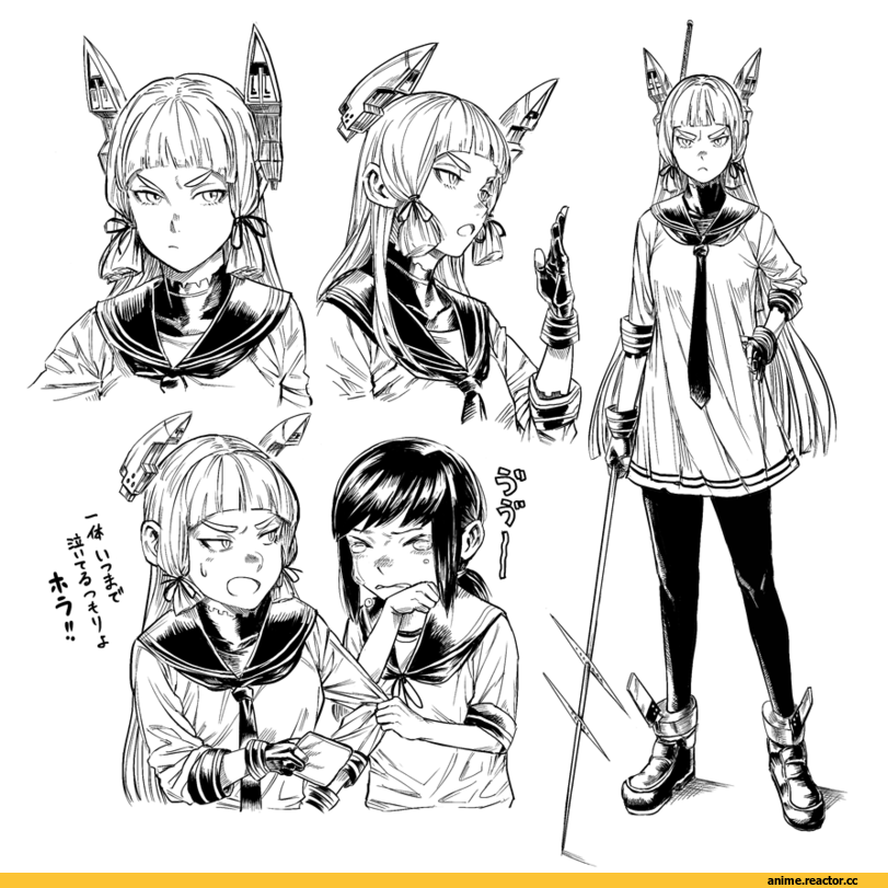Murakumo, Kantai Collection, Fubuki (Kantai Collection), hiro (chumo), Monochrome (Anime), Anime