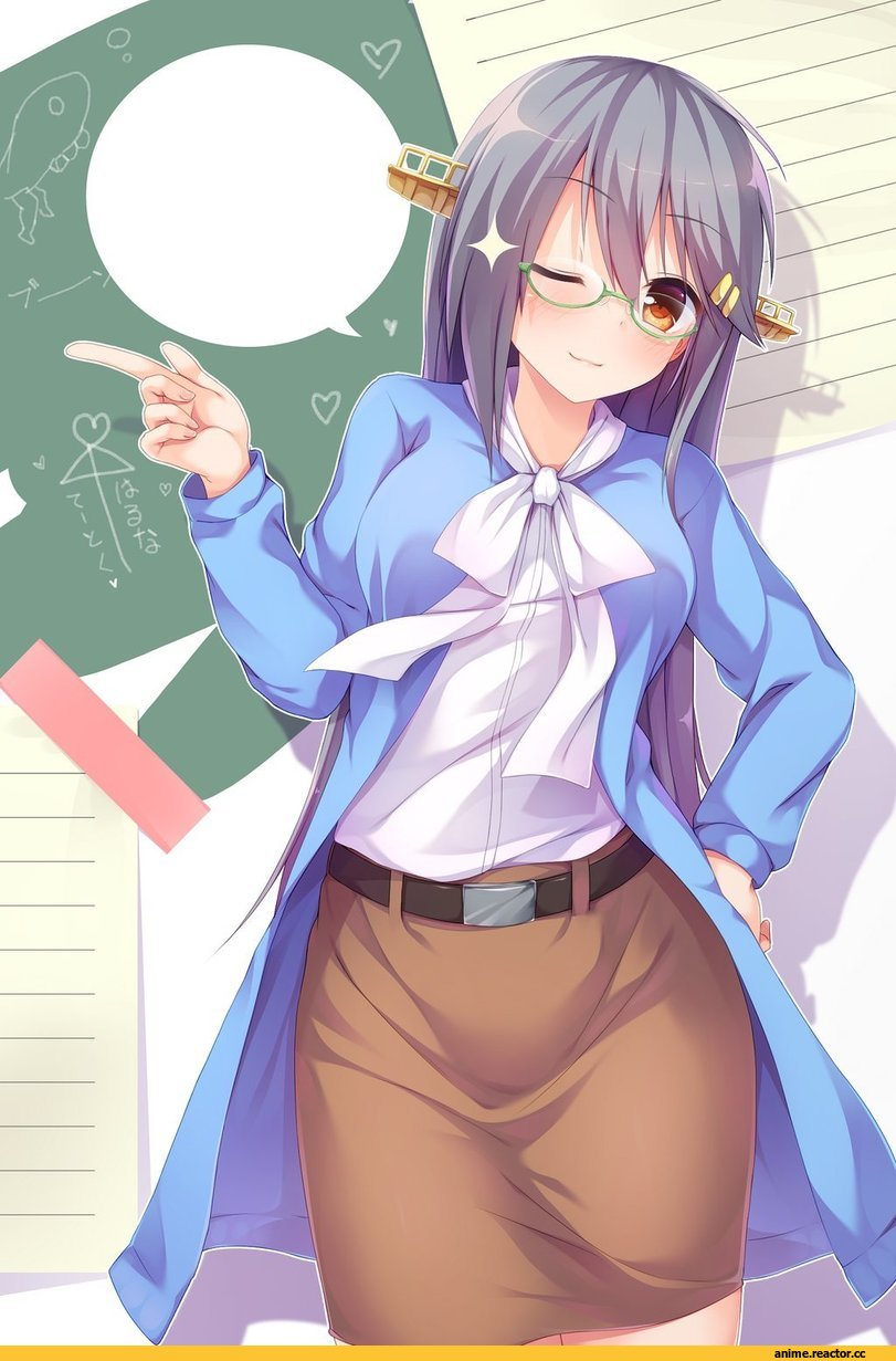 Kantai Collection, New Horizon (Anime), Haruna (Kantai Collection), yuumaru (you-mya), Megane, crossover, Anime
