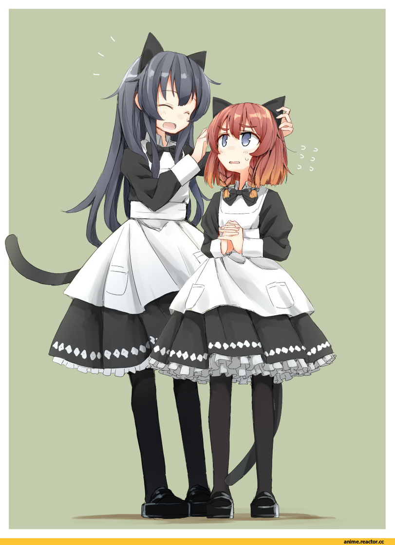 usui harusame, Akatsuki, Kantai Collection, etorofu (kantai collection), neko, Animal Ears, Maid, Anime
