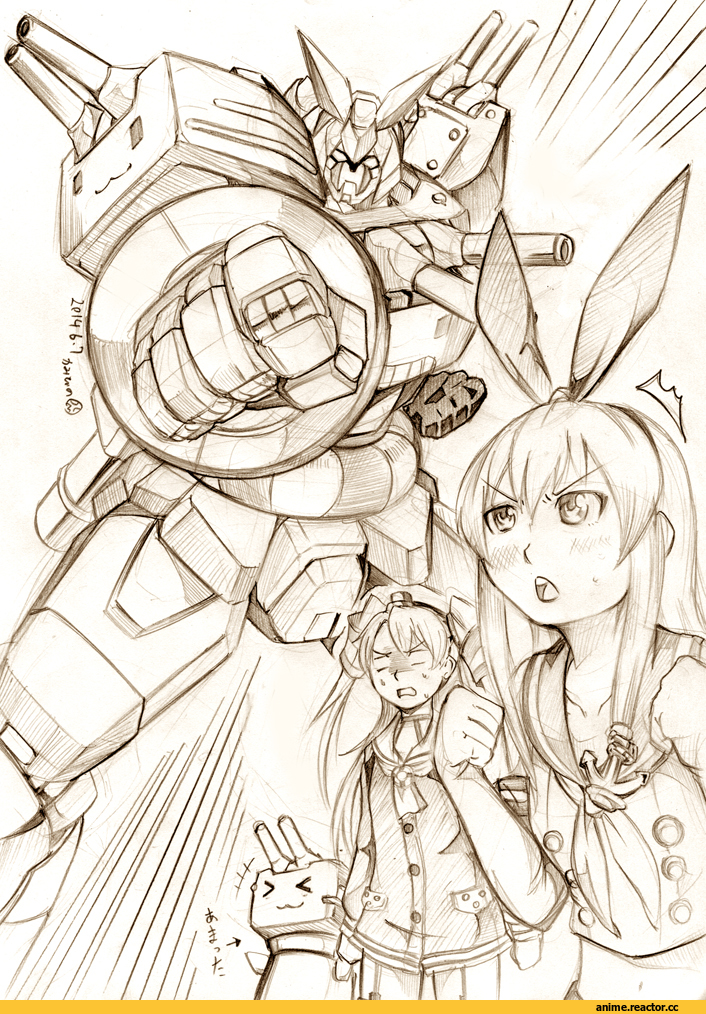 Kantai Collection, Shimakaze, Amatsukaze (Kantai Collection), rensouhou-chan, kamizono (spookyhouse), Monochrome (Anime), Anime