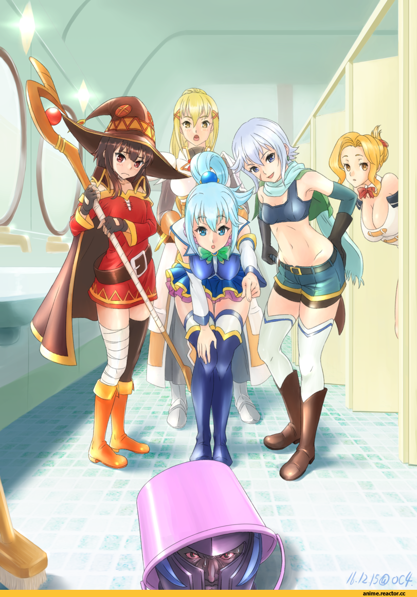 Aqua (KonoSuba), KonoSuba, Megumin, Darkness (KonoSuba), Chris (KonoSuba), dullahan (konosuba), Luna (KonoSuba), oshiyon, Anime