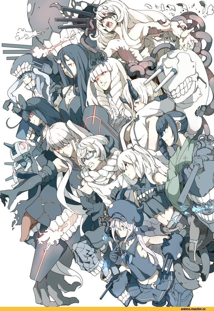 Ninimo Nimo, Aircraft Carrier Hime, ancient destroyer oni, Destroyer Hime, Heavy Cruiser Hime, Lycoris Hime, Seaplane Tender Hime, Supply Depot Hime, Wo-Class Aircraft Carrier , Battleship-symbiotic Hime, Anime, Kantai Collection, Artillery Imp, Central Hime, Patrol Boat Imp Group, Destroyer Water Oni