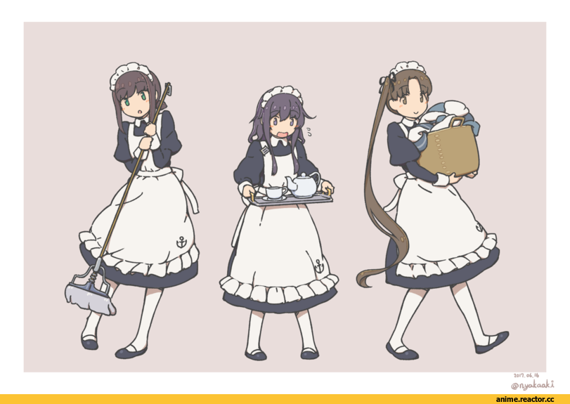 Kantai Collection, Akatsuki, Fubuki (Kantai Collection), Ayanami (Kantai Collection), mumyoudou, Maid, Anime